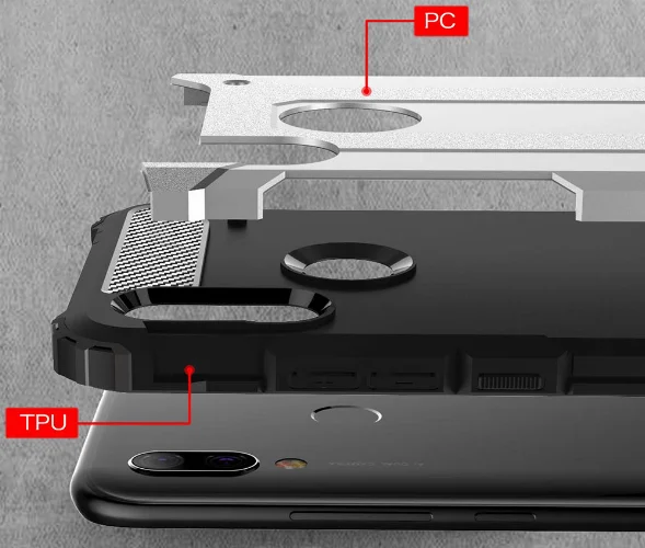 Xiaomi Mi Play Kılıf Zırhlı Tank Crash Silikon Kapak - Gri