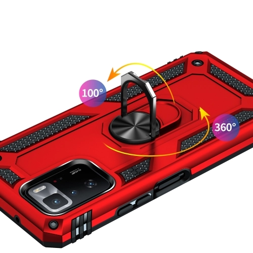 Xiaomi Poco X3 GT Kılıf Silikon Zırhlı Standlı Yüzüklü Mıknatıslı Tank Kapak - Gold