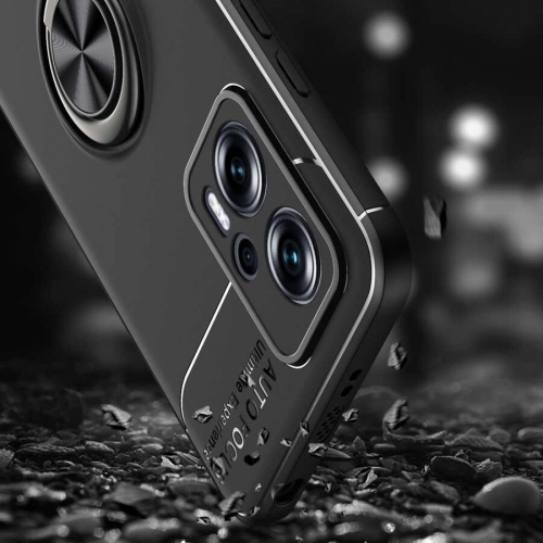 Xiaomi Poco X4 GT Kılıf Renkli Silikon Yüzüklü Standlı Auto Focus Ravel Kapak - Siyah