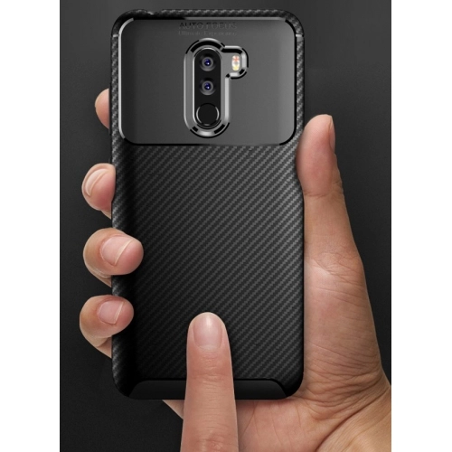 Xiaomi Pocophone F1 Kılıf Silikon Parmak İzi Bırakmayan Karbon Soft Negro Kapak - Lacivert