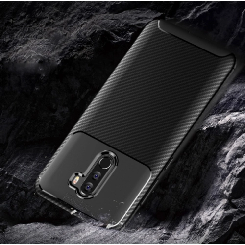 Xiaomi Pocophone F1 Kılıf Silikon Parmak İzi Bırakmayan Karbon Soft Negro Kapak - Siyah