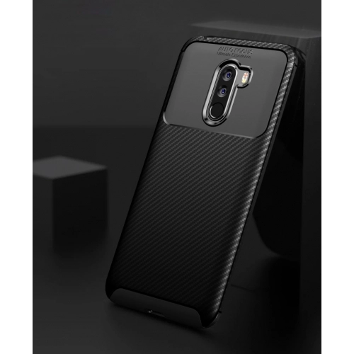 Xiaomi Pocophone F1 Kılıf Silikon Parmak İzi Bırakmayan Karbon Soft Negro Kapak - Siyah