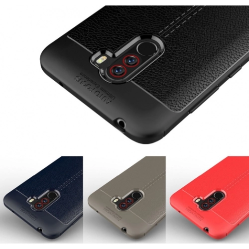 Xiaomi Pocophone F1 Kılıf Deri Görünümlü Lüks Parmak İzi Bırakmaz Niss Silikon Kapak - Lacivert