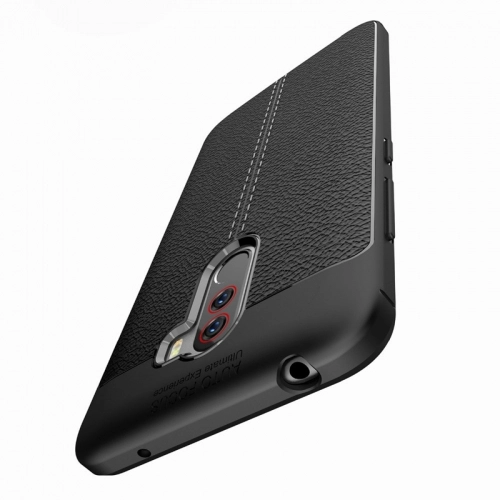 Xiaomi Pocophone F1 Kılıf Deri Görünümlü Lüks Parmak İzi Bırakmaz Niss Silikon Kapak - Lacivert