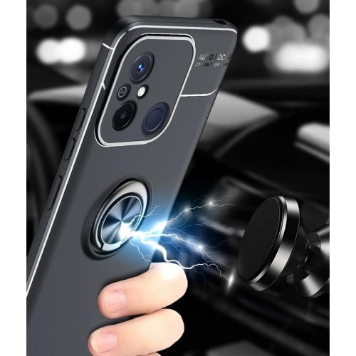 Xiaomi Redmi 12C Kılıf Renkli Silikon Yüzüklü Standlı Auto Focus Ravel Kapak - Mavi