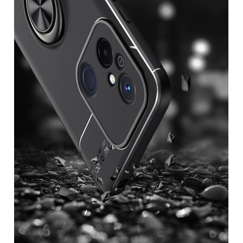 Xiaomi Redmi 12C Kılıf Renkli Silikon Yüzüklü Standlı Auto Focus Ravel Kapak - Siyah