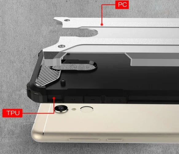 Xiaomi Redmi 5 Plus Kılıf Zırhlı Tank Crash Silikon Kapak - Siyah