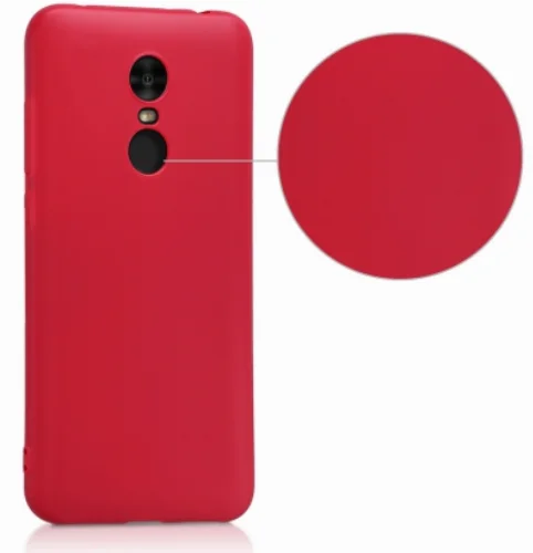 Xiaomi Redmi 5 Plus Kılıf İnce Mat Esnek Silikon - Kırmızı