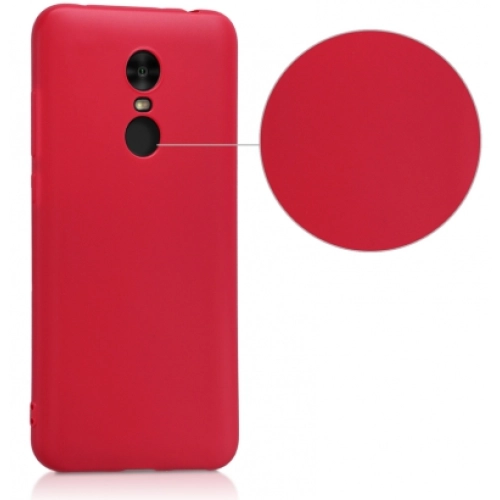 Xiaomi Redmi 5 Plus Kılıf İnce Soft Mat Renkli Esnek Silikon Kapak - Kırmızı