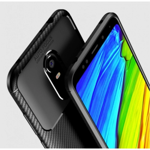 Xiaomi Redmi 5 Plus Kılıf Silikon Parmak İzi Bırakmayan Karbon Soft Negro Kapak - Siyah