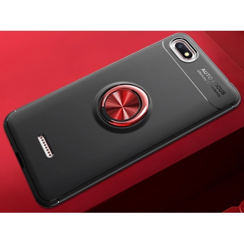 Xiaomi Redmi 6A Kılıf Renkli Silikon Yüzüklü Standlı Auto Focus Ravel Kapak - Mavi - Siyah