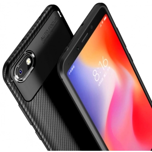 Xiaomi Redmi 6A Kılıf Silikon Parmak İzi Bırakmayan Karbon Soft Negro Kapak - Siyah