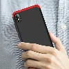 Xiaomi Redmi 7A Kılıf 3 Parçalı 360 Tam Korumalı Rubber AYS Kapak  - Kırmızı - Siyah