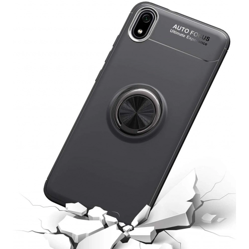 Xiaomi Redmi 7A Kılıf Renkli Silikon Yüzüklü Standlı Auto Focus Ravel Kapak - Kırmızı