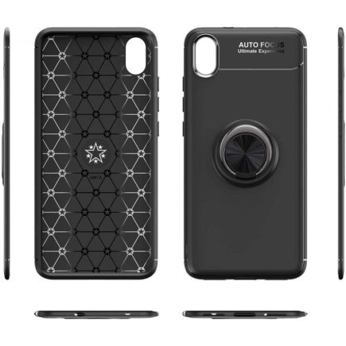 Xiaomi Redmi 7A Kılıf Renkli Silikon Yüzüklü Standlı Auto Focus Ravel Kapak - Mavi