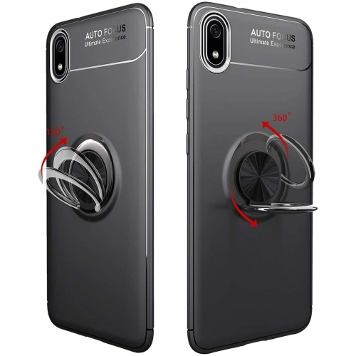 Xiaomi Redmi 7A Kılıf Renkli Silikon Yüzüklü Standlı Auto Focus Ravel Kapak - Mavi