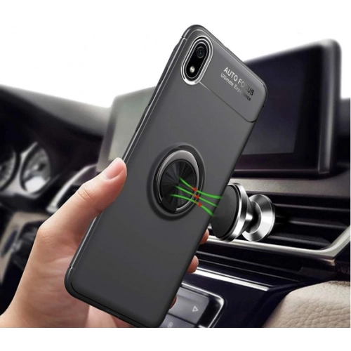 Xiaomi Redmi 7A Kılıf Renkli Silikon Yüzüklü Standlı Auto Focus Ravel Kapak - Kırmızı