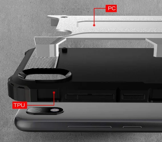 Xiaomi Redmi 7A Kılıf Zırhlı Tank Crash Silikon Kapak - Siyah