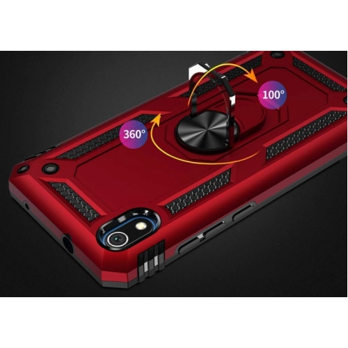 Xiaomi Redmi 7A Kılıf Silikon Zırhlı Standlı Yüzüklü Mıknatıslı Tank Kapak - Lacivert