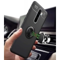 Xiaomi Redmi 8 Kılıf Renkli Silikon Yüzüklü Standlı Auto Focus Ravel Kapak - Siyah