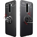 Xiaomi Redmi 8 Kılıf Renkli Silikon Yüzüklü Standlı Auto Focus Ravel Kapak - Siyah