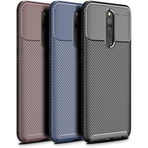 Xiaomi Redmi 8 Kılıf Silikon Parmak İzi Bırakmayan Karbon Soft Negro Kapak - Lacivert