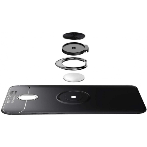 Xiaomi Redmi 8A Kılıf Renkli Silikon Yüzüklü Standlı Auto Focus Ravel Kapak - Mavi - Siyah