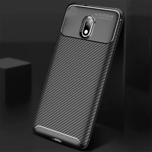 Xiaomi Redmi 8A Kılıf Silikon Parmak İzi Bırakmayan Karbon Soft Negro Kapak - Siyah