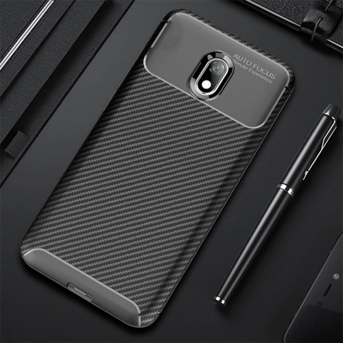 Xiaomi Redmi 8A Kılıf Silikon Parmak İzi Bırakmayan Karbon Soft Negro Kapak - Lacivert