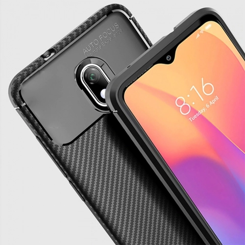 Xiaomi Redmi 8A Kılıf Silikon Parmak İzi Bırakmayan Karbon Soft Negro Kapak - Siyah