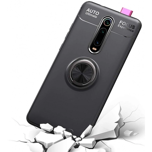 Xiaomi Redmi K20 Kılıf Renkli Silikon Yüzüklü Standlı Auto Focus Ravel Kapak - Rose Gold