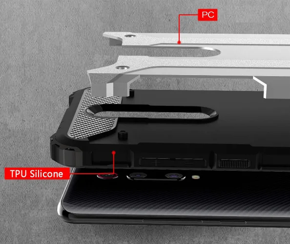 Xiaomi Redmi K20 Kılıf Zırhlı Tank Crash Silikon Kapak - Gri