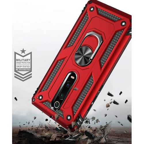 Xiaomi Redmi K20 Kılıf Silikon Zırhlı Standlı Yüzüklü Mıknatıslı Tank Kapak - Gold