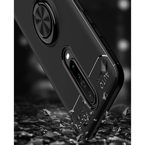 Xiaomi Redmi K30 Kılıf Renkli Silikon Yüzüklü Standlı Auto Focus Ravel Kapak - Siyah