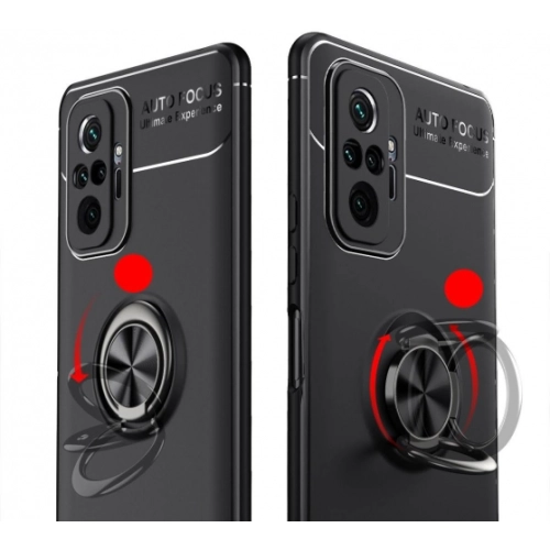 Xiaomi Redmi Note 10 Pro Kılıf Renkli Silikon Yüzüklü Standlı Auto Focus Ravel Kapak - Kırmızı