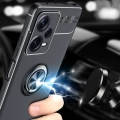 Xiaomi Redmi Note 12 Pro Kılıf Renkli Silikon Yüzüklü Standlı Auto Focus Ravel Kapak - Mavi - Siyah