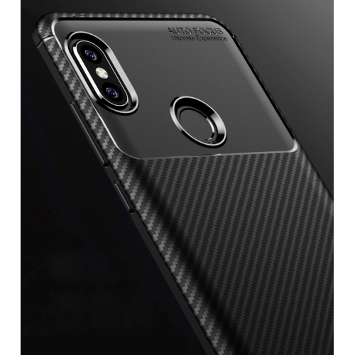 Xiaomi Redmi Note 5 Pro Kılıf Silikon Parmak İzi Bırakmayan Karbon Soft Negro Kapak - Siyah