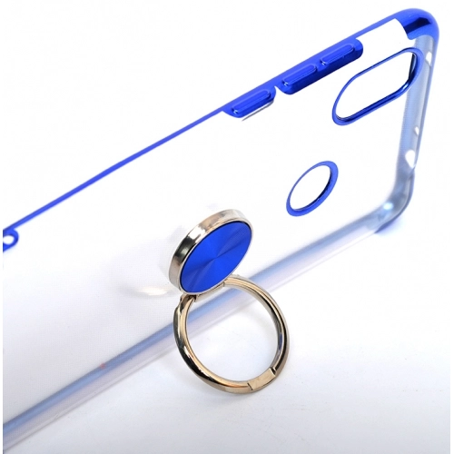 Xiaomi Redmi Note 5 Pro Kılıf Renkli Köşeli Yüzüklü Standlı Lazer Şeffaf Esnek Silikon - Gold