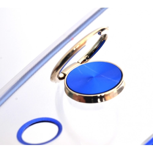 Xiaomi Redmi Note 5 Pro Kılıf Renkli Köşeli Yüzüklü Standlı Lazer Şeffaf Esnek Silikon - Gold