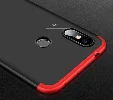 Xiaomi Redmi Note 6 Pro Kılıf 3 Parçalı 360 Tam Korumalı Rubber AYS Kapak  - Kırmızı - Siyah