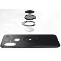 Xiaomi Redmi Note 6 Pro Kılıf Renkli Silikon Yüzüklü Standlı Auto Focus Ravel Kapak - Siyah