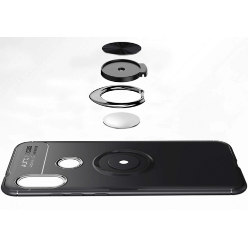 Xiaomi Redmi Note 6 Pro Kılıf Renkli Silikon Yüzüklü Standlı Auto Focus Ravel Kapak - Rose Gold