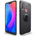 Xiaomi Redmi Note 6 Pro Kılıf Renkli Silikon Yüzüklü Standlı Auto Focus Ravel Kapak - Siyah