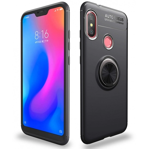 Xiaomi Redmi Note 6 Pro Kılıf Renkli Silikon Yüzüklü Standlı Auto Focus Ravel Kapak - Mavi