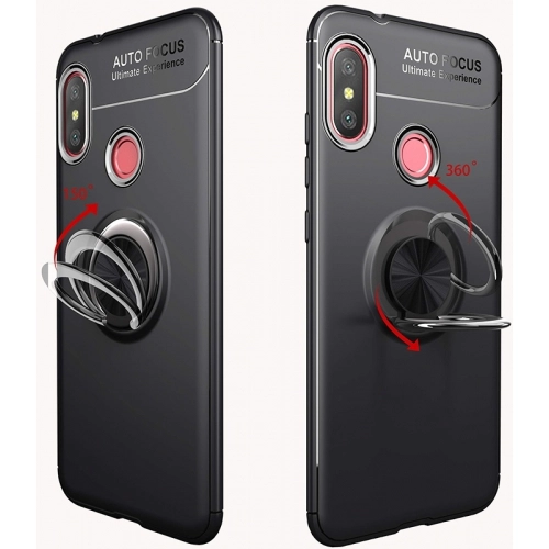 Xiaomi Redmi Note 6 Pro Kılıf Renkli Silikon Yüzüklü Standlı Auto Focus Ravel Kapak - Rose Gold