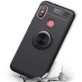 Xiaomi Redmi Note 6 Pro Kılıf Renkli Silikon Yüzüklü Standlı Auto Focus Ravel Kapak - Siyah