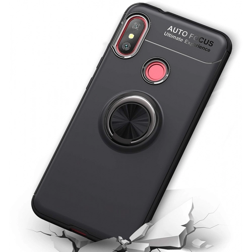 Xiaomi Redmi Note 6 Pro Kılıf Renkli Silikon Yüzüklü Standlı Auto Focus Ravel Kapak - Mavi