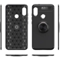 Xiaomi Redmi Note 6 Pro Kılıf Renkli Silikon Yüzüklü Standlı Auto Focus Ravel Kapak - Siyah