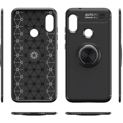 Xiaomi Redmi Note 6 Pro Kılıf Renkli Silikon Yüzüklü Standlı Auto Focus Ravel Kapak - Mavi