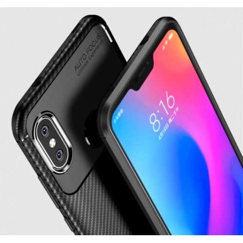 Xiaomi Redmi Note 6 Pro Kılıf Silikon Parmak İzi Bırakmayan Karbon Soft Negro Kapak - Lacivert